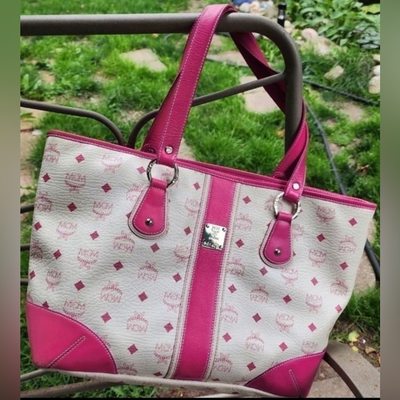 MCM Pink and White Leather Tote